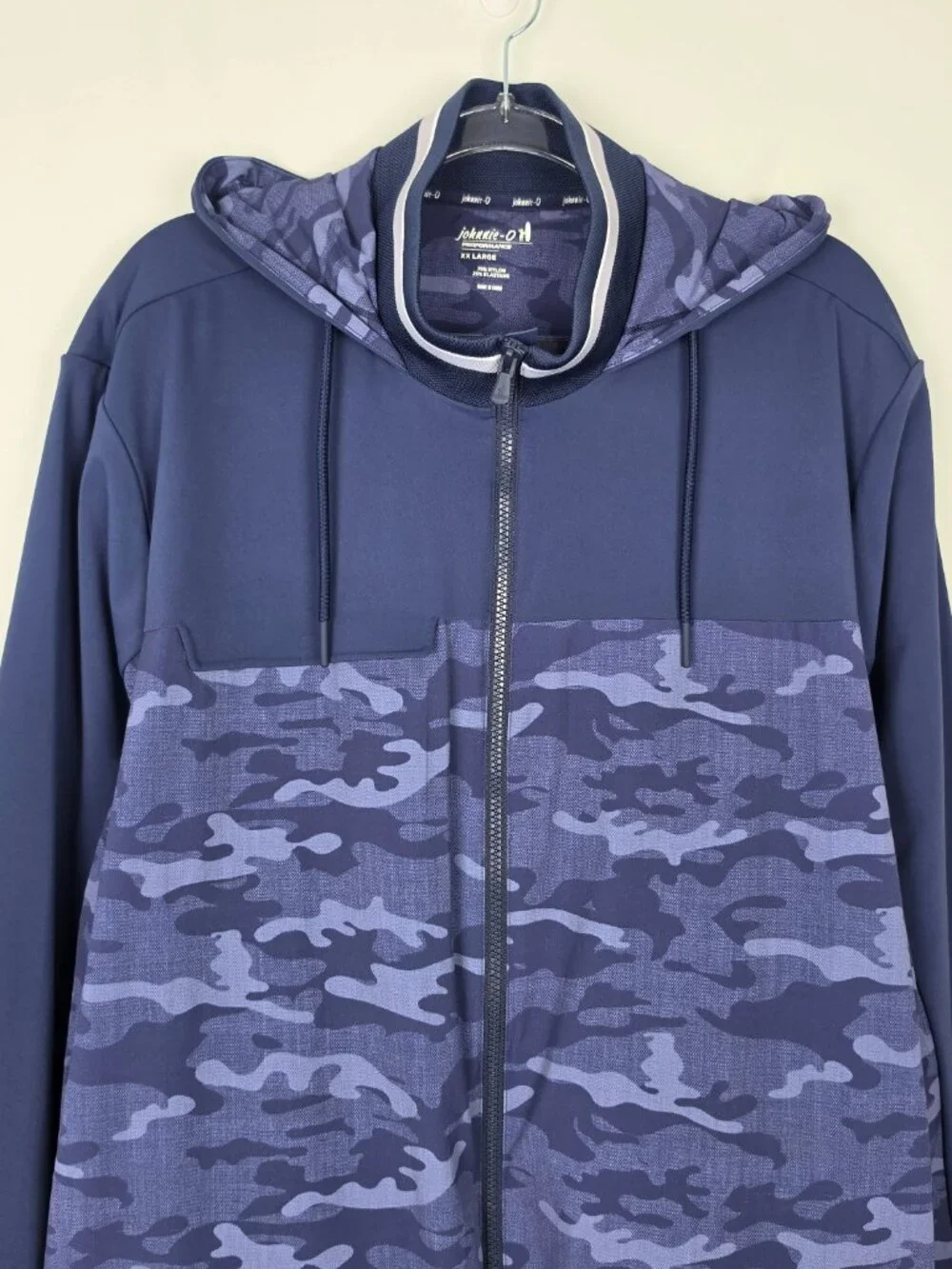 Johnnie-O Callahan Hooded Performance Camo Jacket Nylon Navy Blue Size XXL